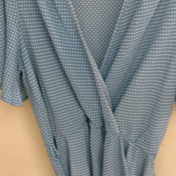 Powder Blue Plus Sized Wrap Blouse - Picture 4 of 5